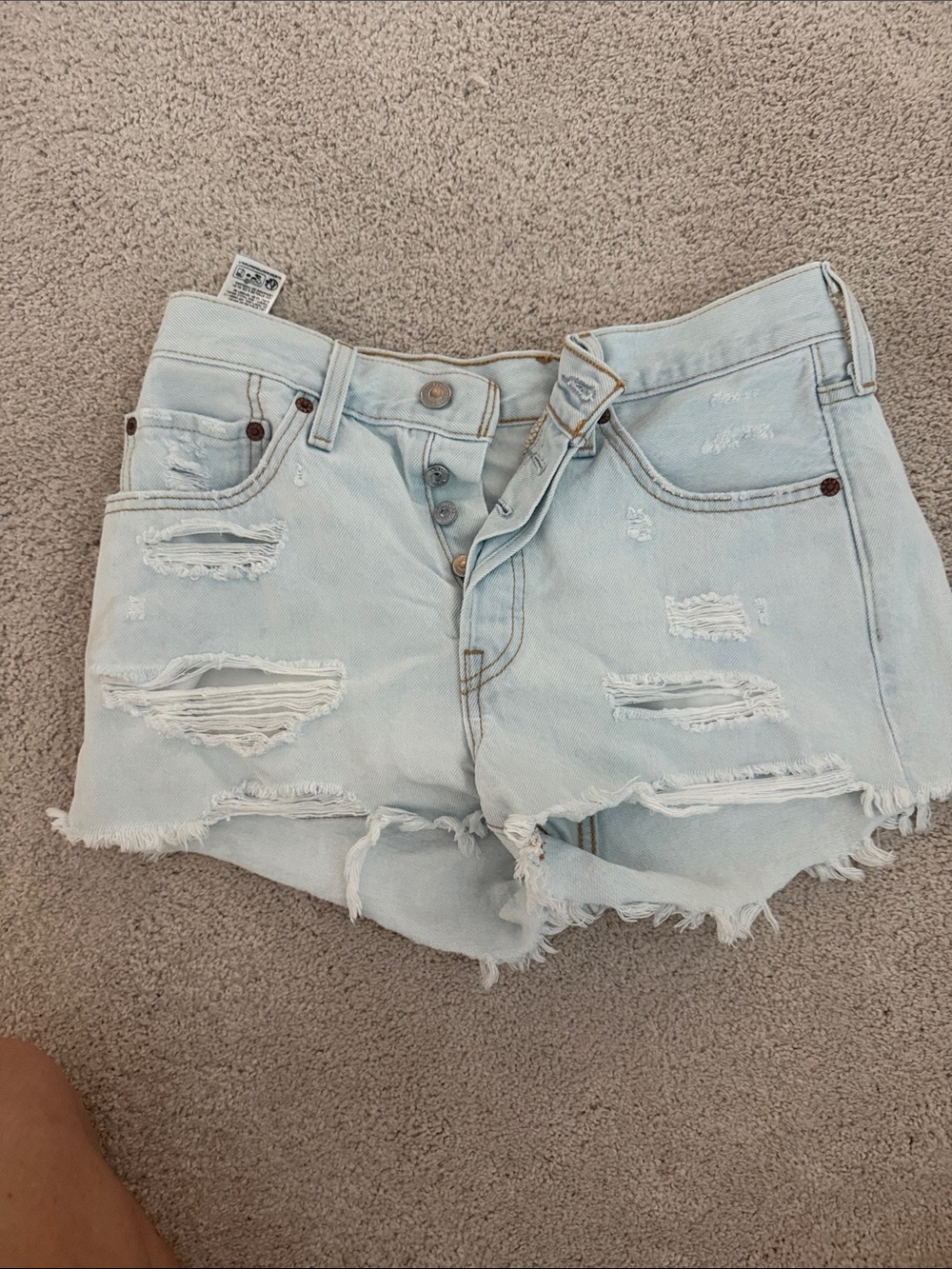 Levi's Light Blue Distressed Cutoff Denim Shorts